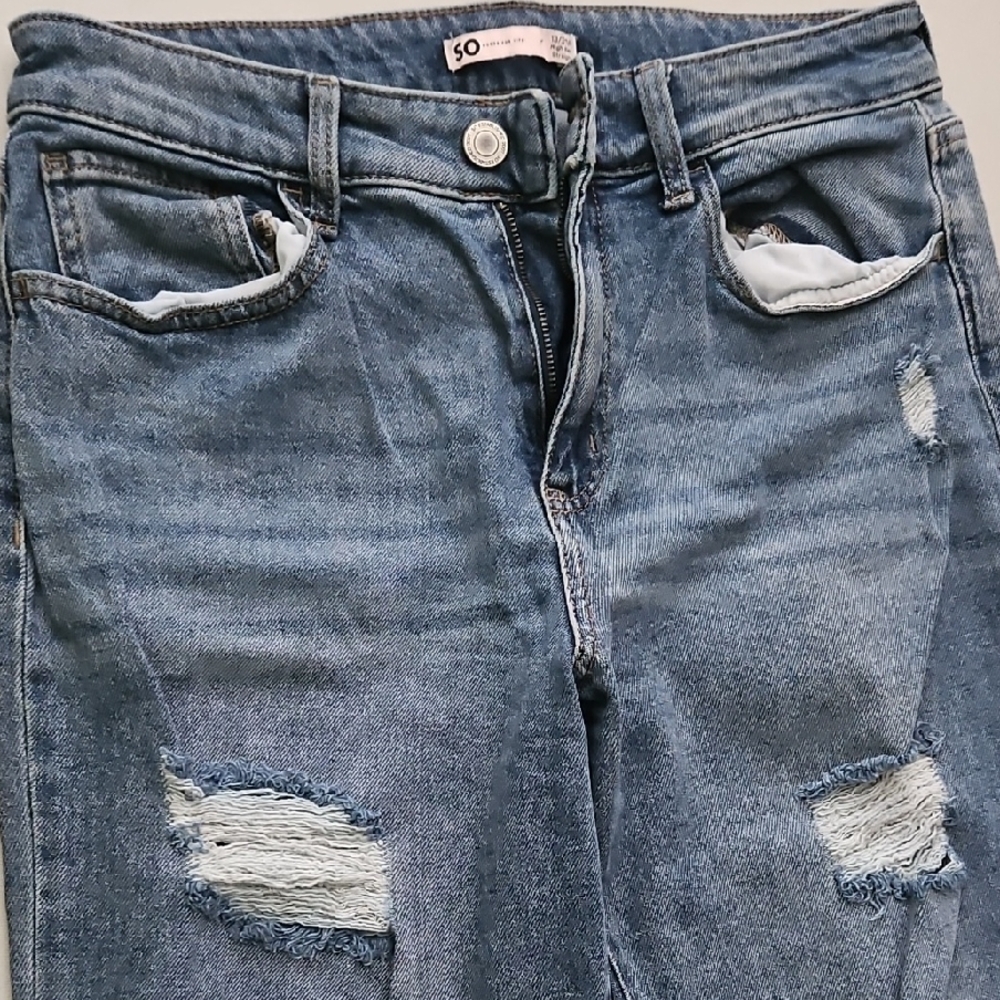 SO Women's Light Blue Ripped Boyfriend Jeans